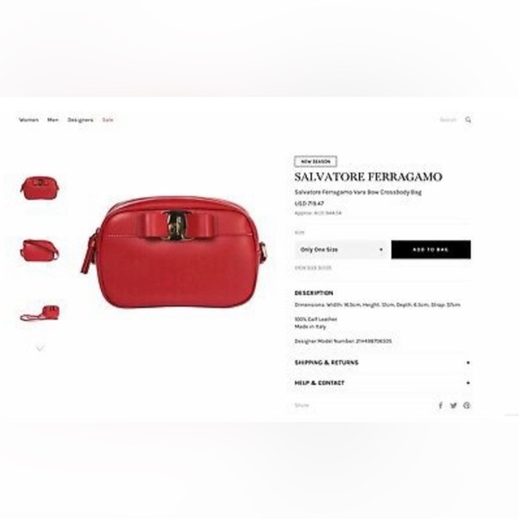 Salvatore Ferragamo vara bow crossbody bag lipstick red - Picture 8 of 8